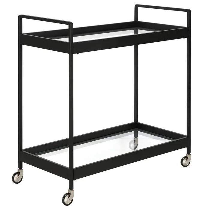 Hudson & Canal – Cooper 33in Wide Rectangular Bar Cart in Blackened Bronze – BC0544