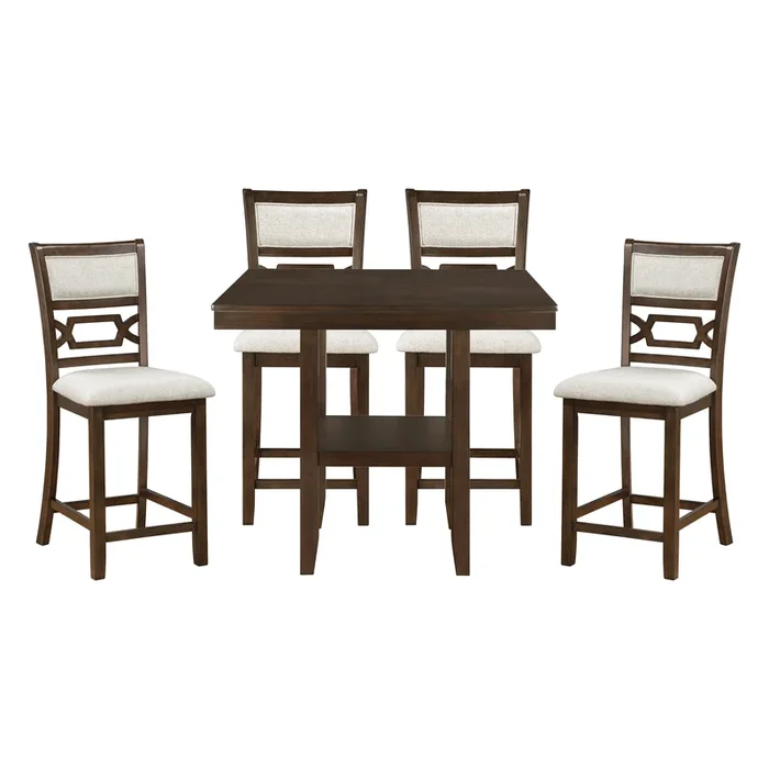 Hutchinson Dark Brown/Beige 5-Piece Counter Height Set