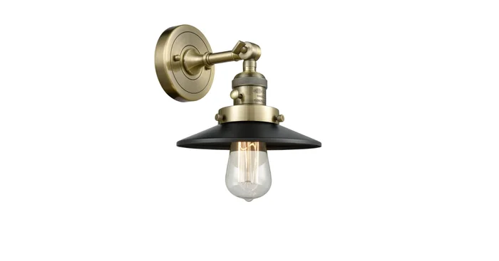 Innovations Lighting Railroad Single Light 8″ Tall Bathroom Sconce with Multiple Shade Options