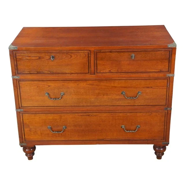 Italian Fiorini British Campaign Style Solid Cherry Chest of Drawers Dresser