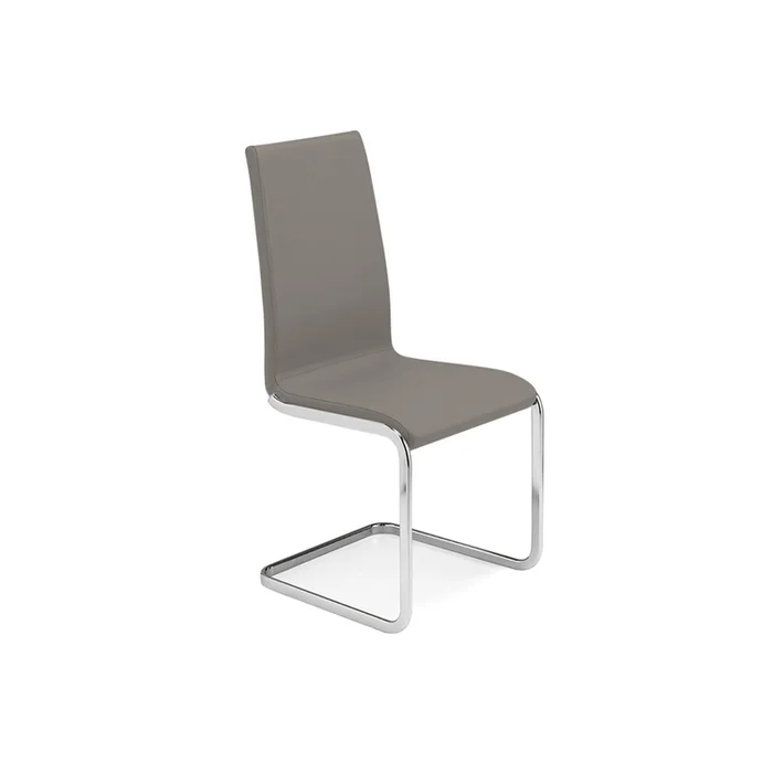 Italian Made Dining Chairs Set of 2 in Taupe Top Grain Leather