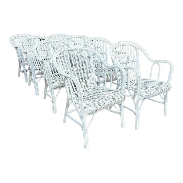 Italian Style Outdoor Rattan Patio Chairs – 8 Available