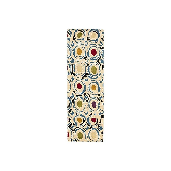 Ivory/Multi Wool Viscose Pile Runner Rug Contemporary Design – Safavieh