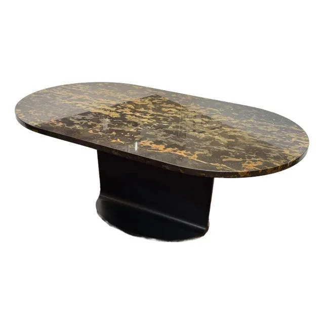 John Birch Restoration Hardware I-Beam Dining Table + Custom Marble Top