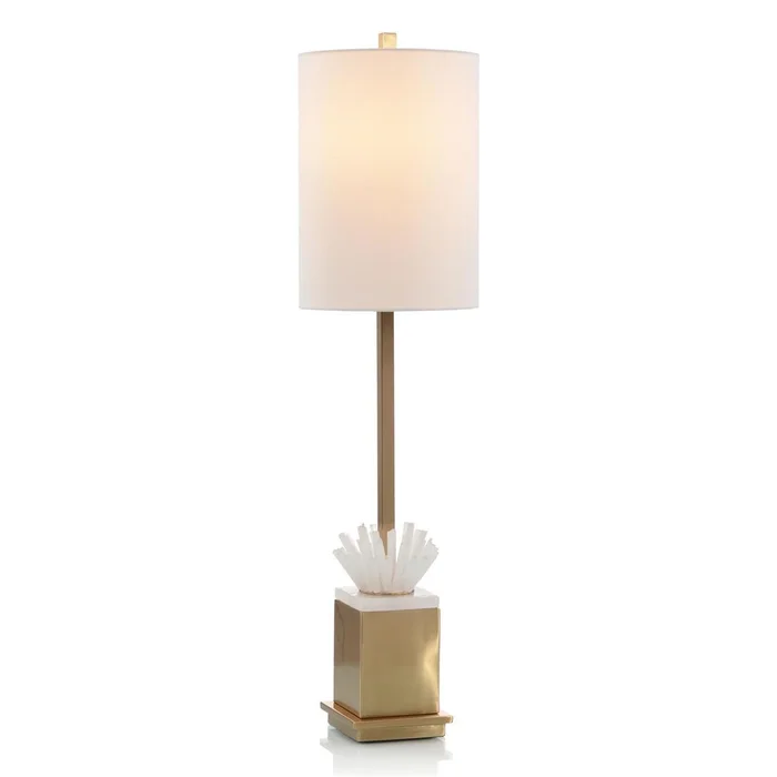 John Richard Selenite And Coffee Bronze Buffet Lamp