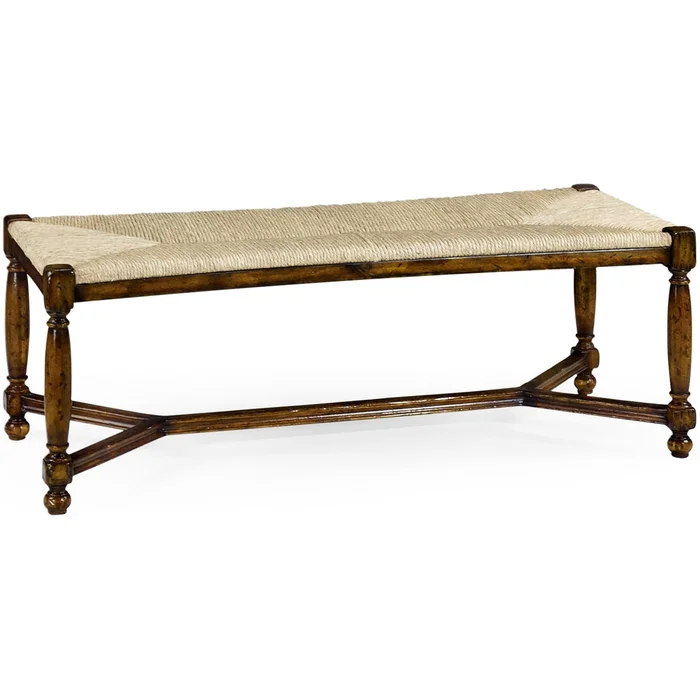 Jonathan Charles Two Seat Stool with Rush Seat (492759-WAL)