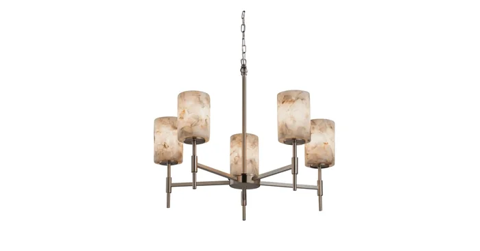 Justice Design Group Alabaster Rocks! 24″ Union 5 Light Shaded Chandelier