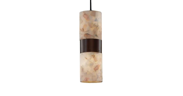 Justice Design Group Alabaster Rocks 4″ Cylinder with Flat Rim Pendant