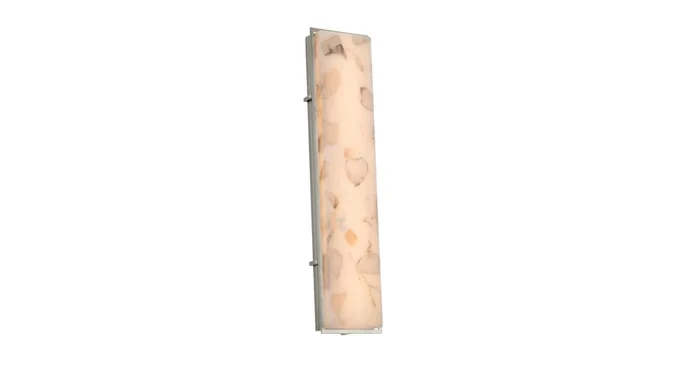 Justice Design Group Alabaster Rocks! Single Light 36″ Tall 3000K LED Outdoor Wall Sconce with Shaved Alabaster Rocks Cast Into Resin Rectangular Shade