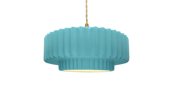 Justice Design Group Radiance 16″ Wide LED Pendant with Reflecting Pool Shade and Beige Twisted Cord