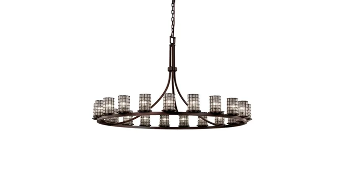 Justice Design Group Wire Glass 21 Light 1 Tier Chandelier
