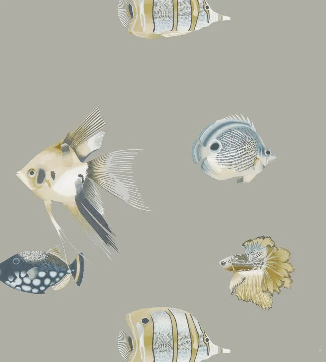 Kamanu Wallpaper – Graphite/Mustard – HANZ111646 – Harlequin