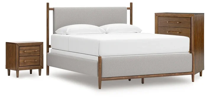 King Upholstered Bed, Chest And Nightstand