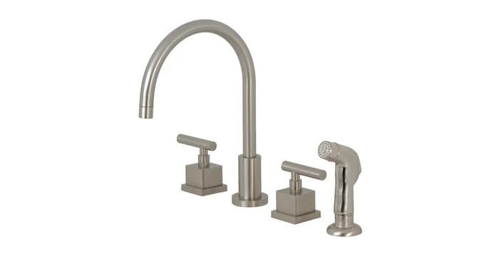 Kingston Brass Claremont 1.8 GPM Widespread Kitchen Faucet – Includes Escutcheon and Side Spray