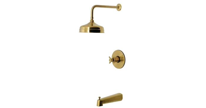 Kingston Brass Concord Tub and Shower Trim Package with 1.8 GPM Single Function Shower Head and Cross Handle