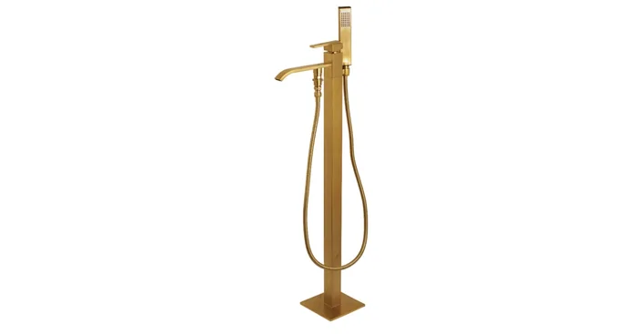 Kingston Brass Executive Floor Mounted Tub Filler with Built-In Diverter – Includes Hand Shower