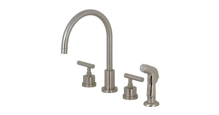 Kingston Brass Manhattan 1.8 GPM Widespread Kitchen Faucet – Includes Escutcheon and Side Spray