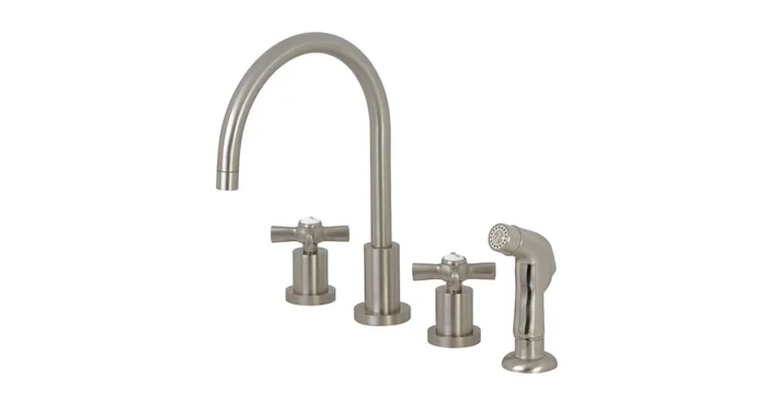 Kingston Brass Millennium 1.8 GPM Widespread Kitchen Faucet – Includes Escutcheon and Side Spray