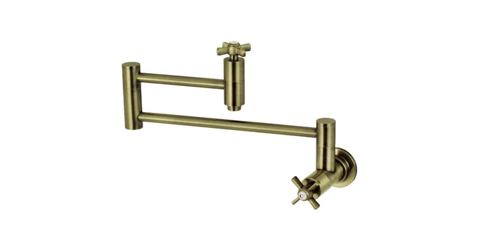Kingston Brass Millennium 3.8 GPM Wall Mounted Double Handle Pot Filler Faucet with Metal Handles