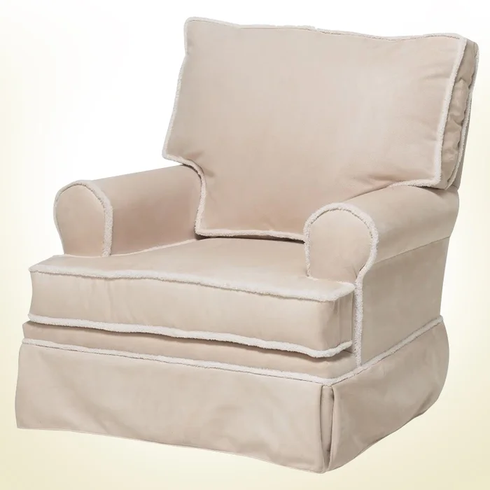 Komfy Kings Square Back Glider in Beige Microfiber