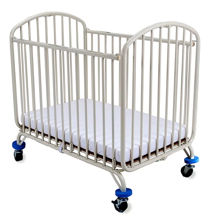 LA Baby Arched Compact Metal Crib in White