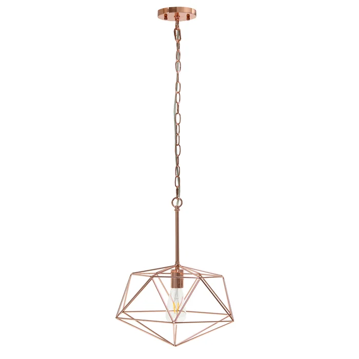 Lalia Home 1 Light 16″ Modern Metal Wire Paragon Hanging Ceiling Pendant Fixture, Rose Gold