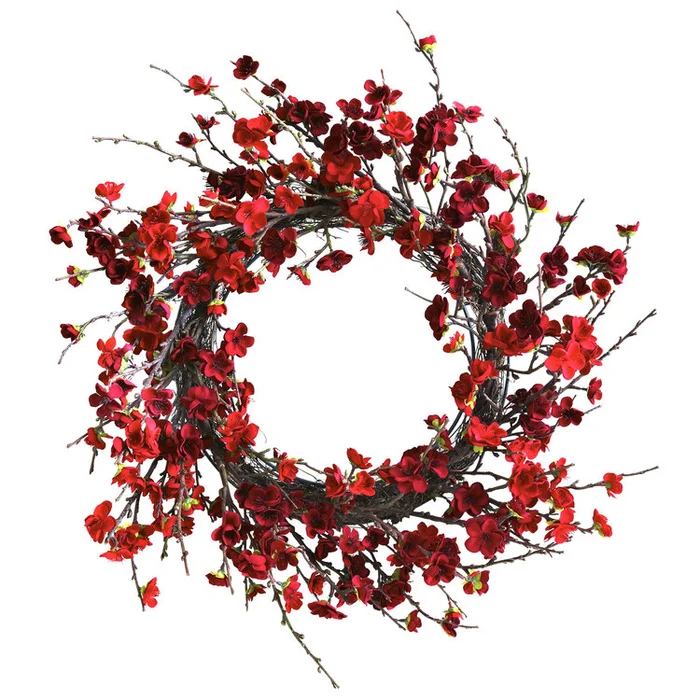Large Christmas Plum Blossom Wreath 24in. – Nearly Natural