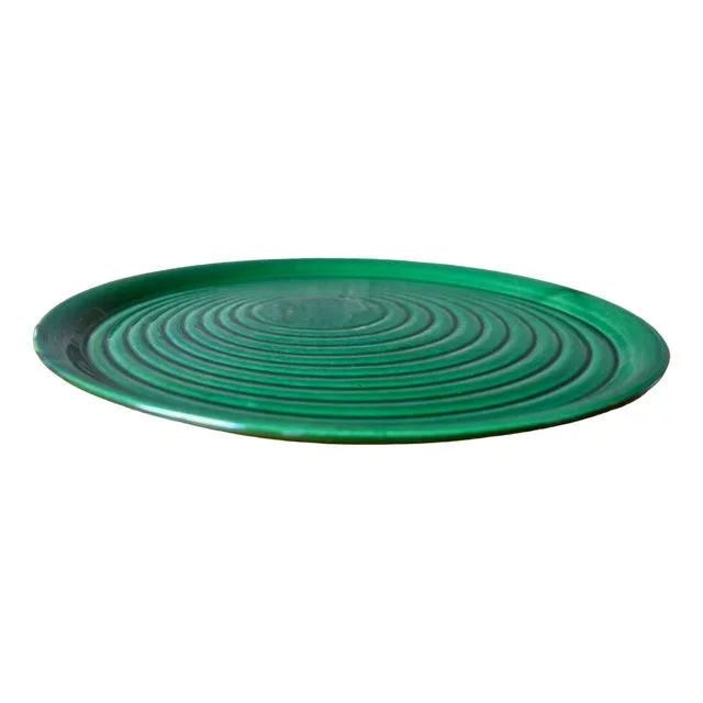 Large Vintage Green Ceramic Cake Dish, 1950