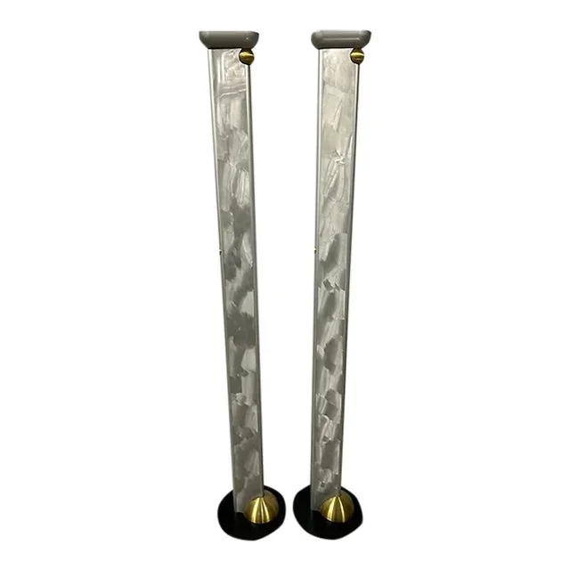 Late 20th Century Ron Rezek Signed Aluminum Torchier Floor Lamps, a Pair