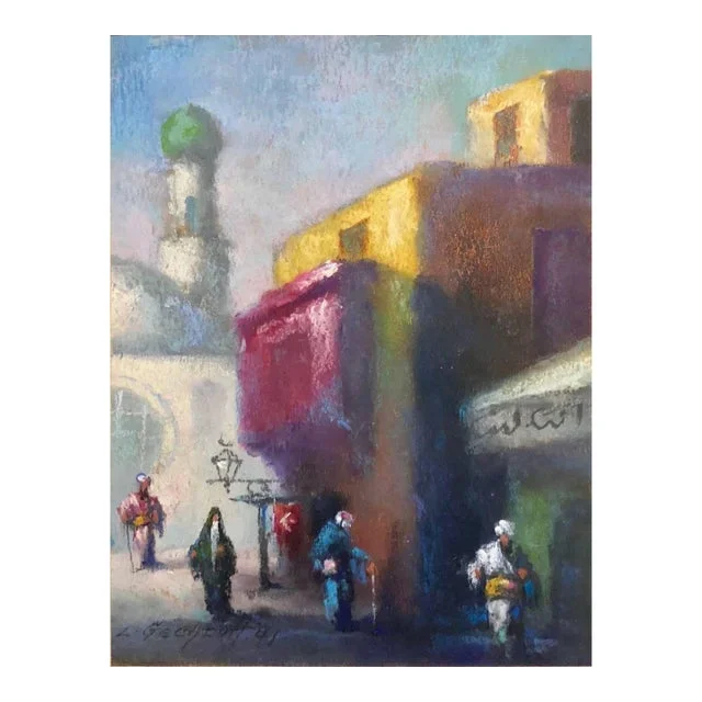 Leonid GechtoffOrientalist Cairo Market Street Scene, Middle Eastern Bazaar