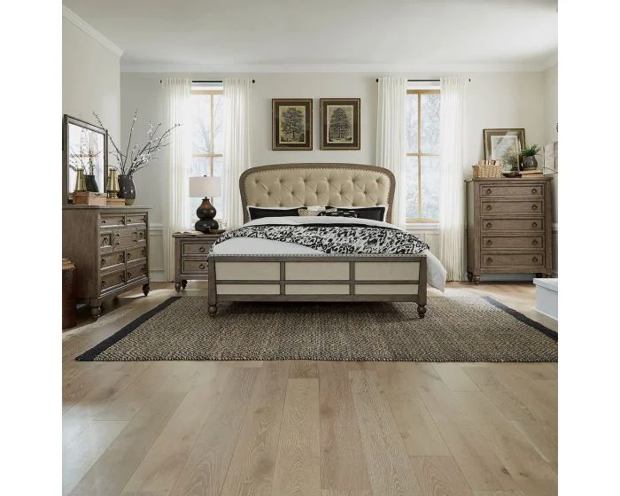 Liberty Furniture Americana Farmhouse Shelter Bedroom Set in Dusty Taupe and Black