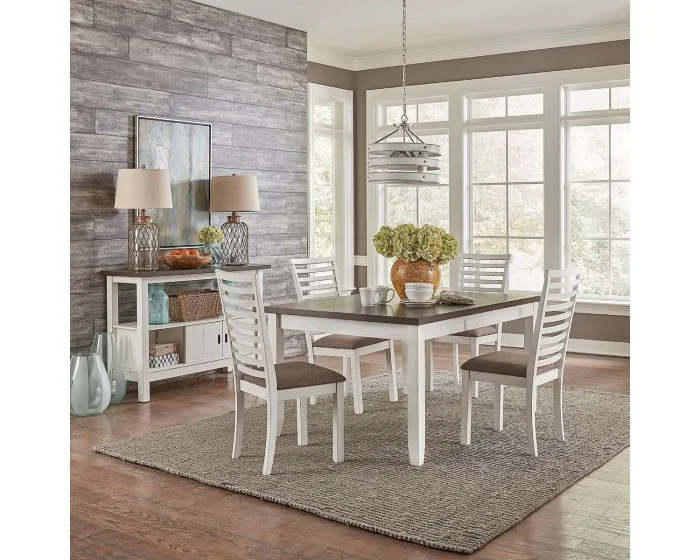 Liberty Furniture Brook Bay Rectangular Leg Dining Set in Textured White #C2001S