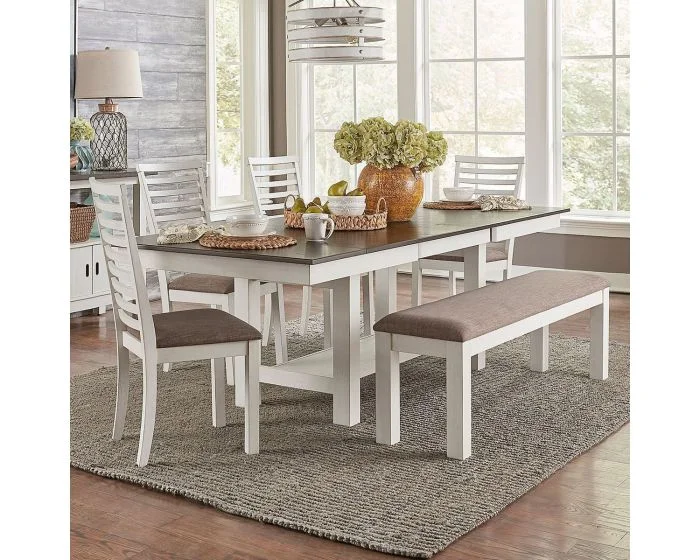 Liberty Furniture Brook Bay Trestle Dining Set in Textured White #C2001S