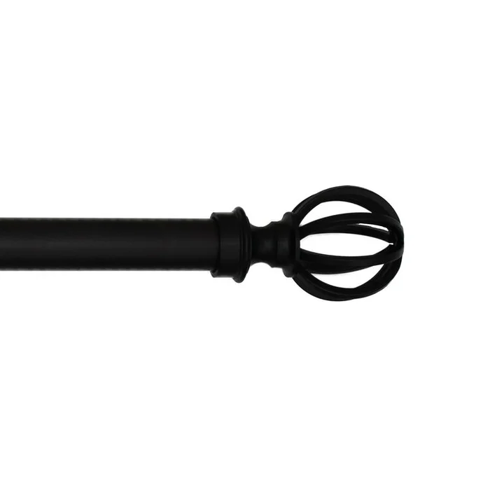 Linen Avenue Cage Single Window Curtain Rod Set, 28 to 48-Inch, Matte Black