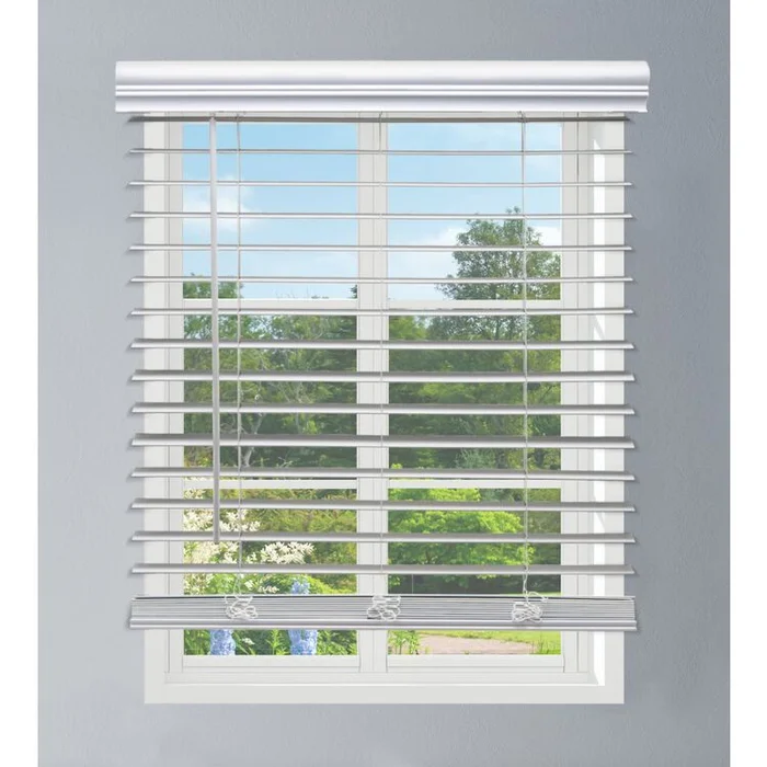 Linen Avenue Cordless Faux Wood Blind White, 29 1/2 W x 72 H Outside Mount
