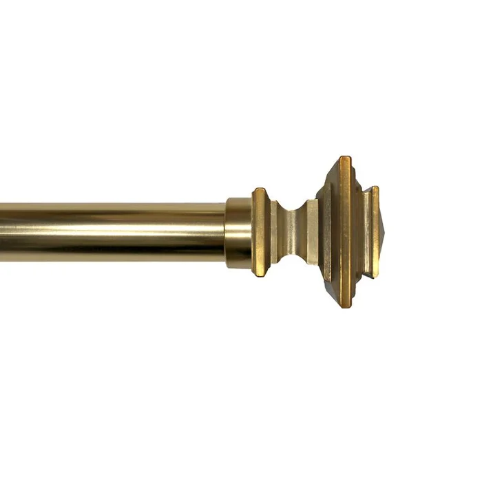Linen Avenue Metal Square Single Window Curtain Rod Set, 48 to 86-Inch, Brass