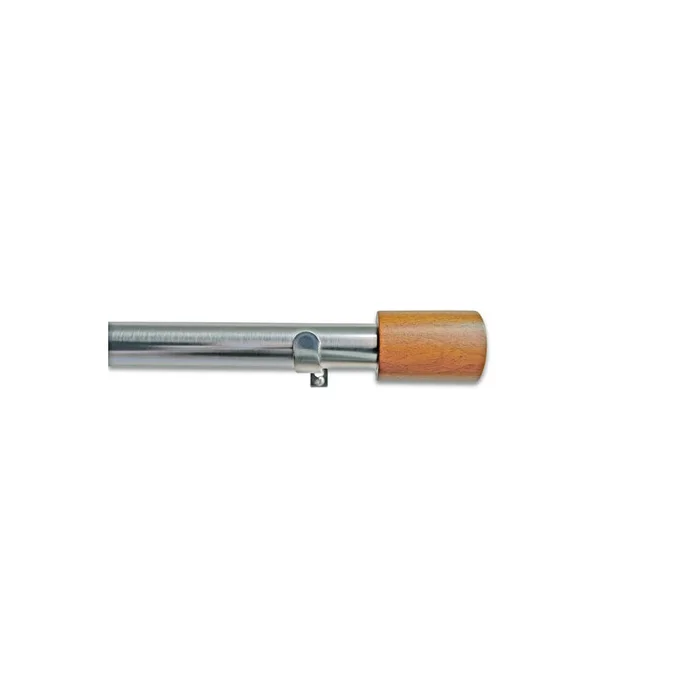 Linen Avenue Wood Cylinder Single Window Curtain Rod Set, 48 to 66-Inch, Polished Nickel