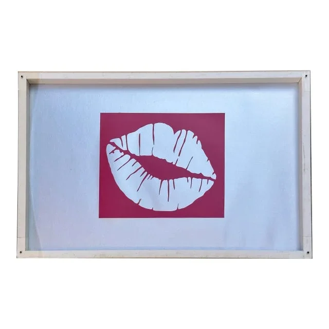 “Lips” Pop Art Linocut by Fred Armstrong Framed in Acrylic