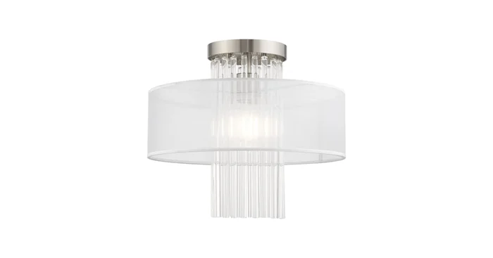 Livex Lighting Alexis Single Light 15″ Wide Semi-Flush Drum Ceiling Fixture