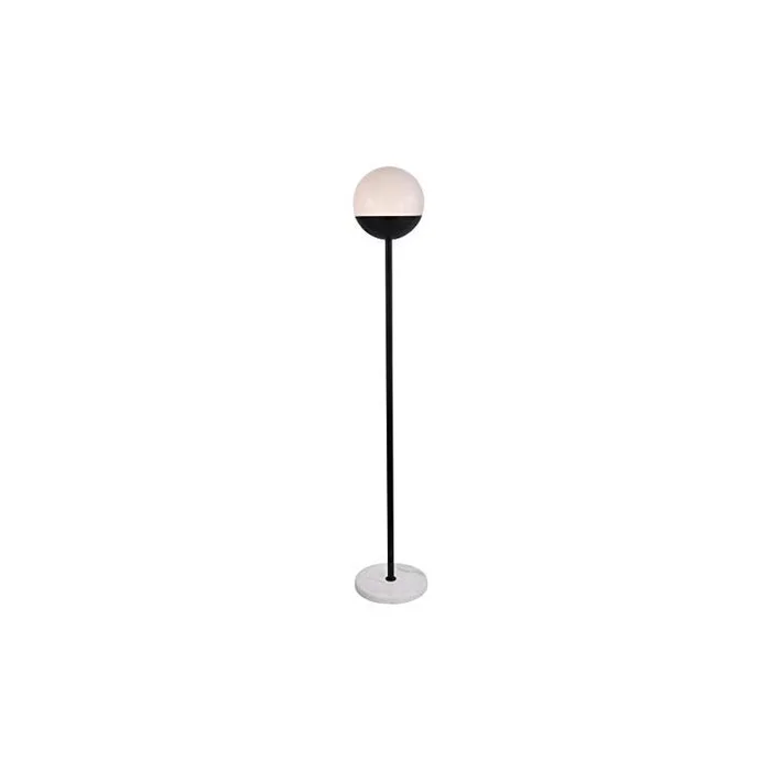 Living District Eclipse 1 Light Black Floor Lamp With Frosted White Glass