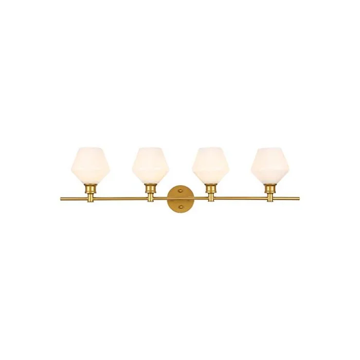 Living District Gene 4 light Brass and Frosted white glass Wall sconce