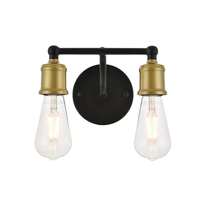 Living District Serif 2 light brass and black Wall Sconce