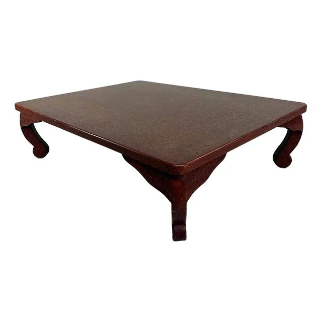 Low Taishō Table with Tsugaru Lacquerwork, Chabudai Tea Furoshiki, 1920s