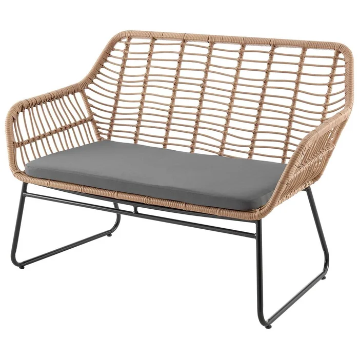 Manhattan Comfort – 4-Piece Antibes 2.0 Polyester Patio 4- Person Conversation Set with Coffee Table with Iron Steel Legs in Tan and Grey – OD-CV011-GY