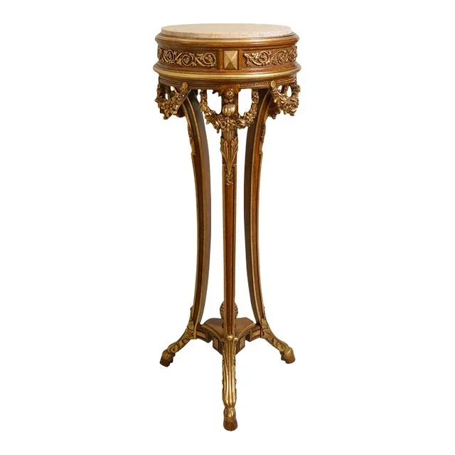 Marble Top Gold Display Pedestal