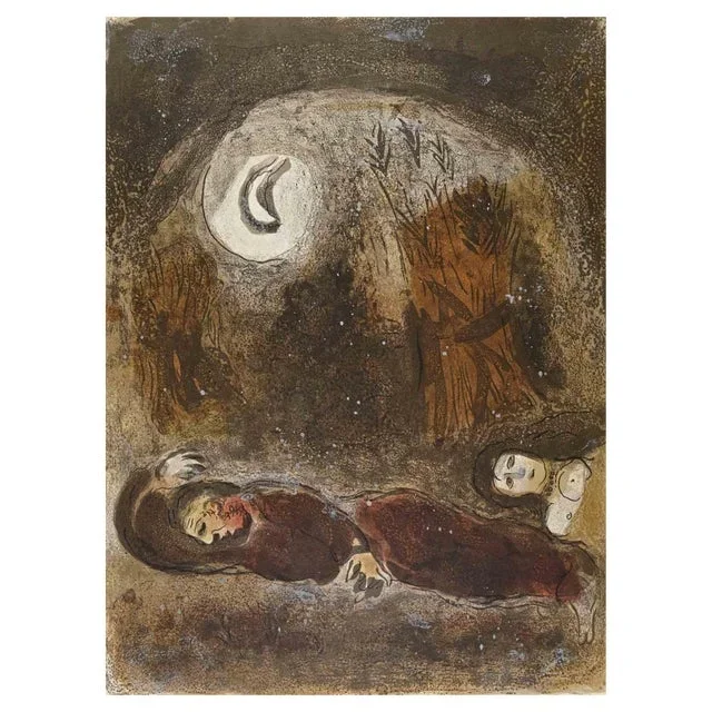 Marc Chagall, Ruth at the feet of Boaz, Lithograph, 1960