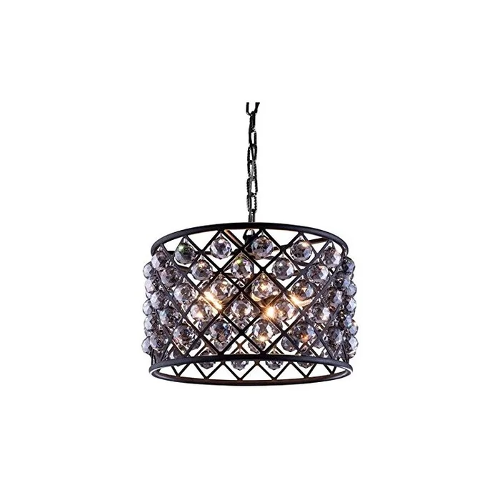 Matte Black 6 Light Pendant Crystal Shade with Silver Finish