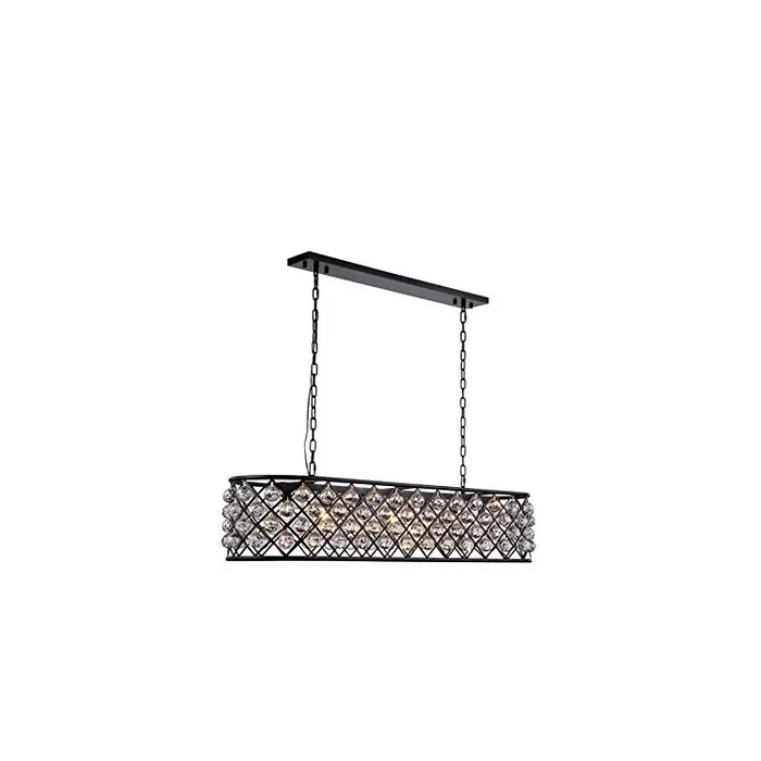 Matte Black 7-Light Chandelier with Clear Royal Cut Crystal