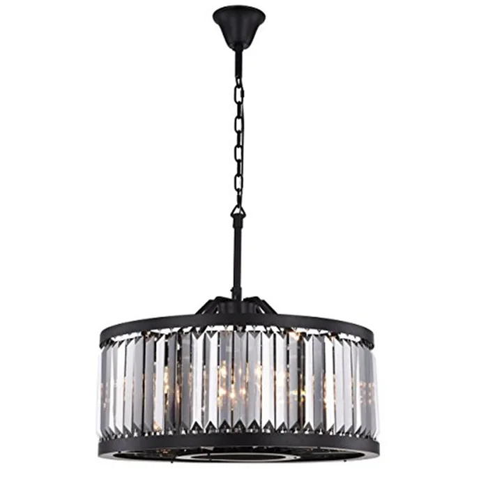 Matte Black Crystal Chandelier – 8 Light Chelsea Style – Elegant Furniture