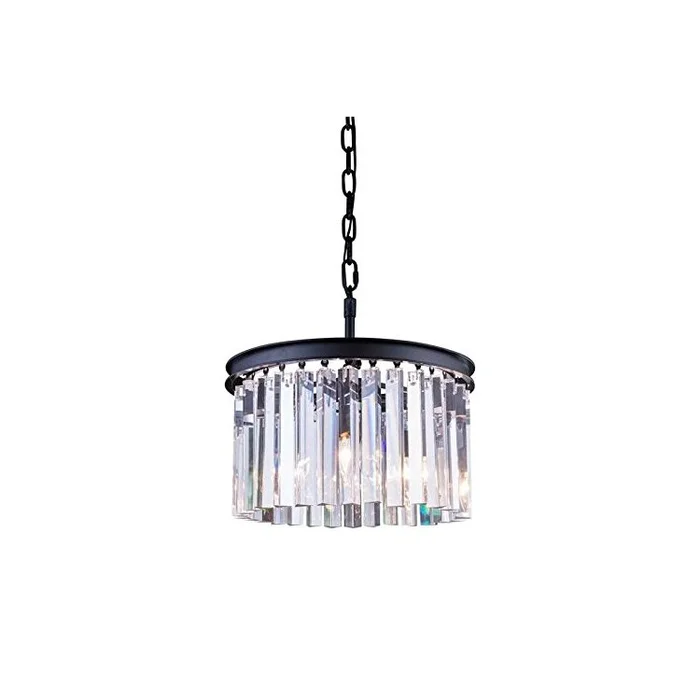 Matte Black Sydney 3 Light Crystal Pendant